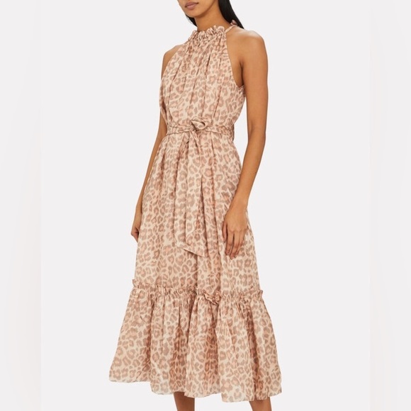 🔥 🆕 ZIMMERMAN Kirra Tie Shoulder
Maxi Leopard Dress 100% SILK US Size 4 - Picture 4 of 16